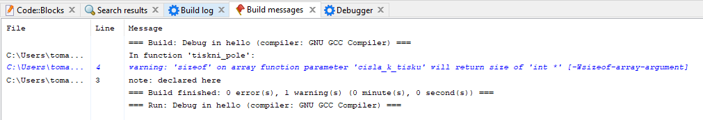 sizeof array error